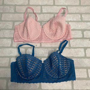 Adore Me Underwire Lace Heart Underwire Bras 2 Pack Bundle Set Women's Size 40C
